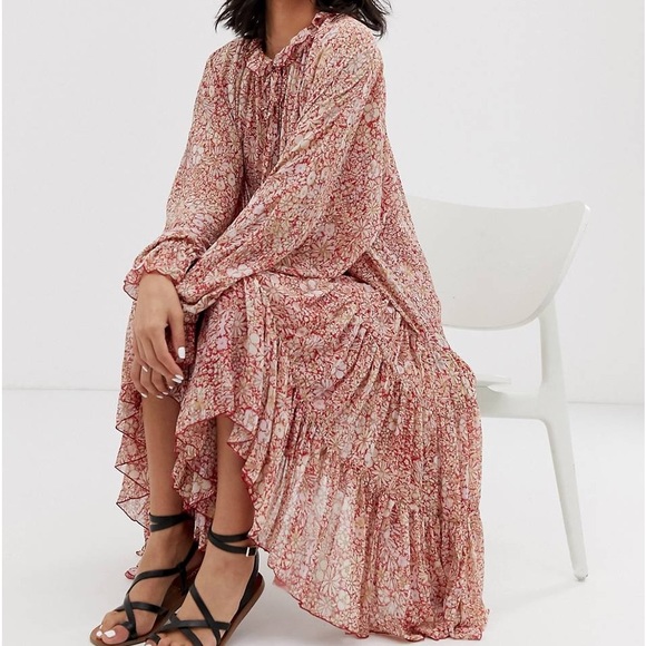Free People Sheer Floral Tiered Ruffle Midi Dress - Picture 7 of 11